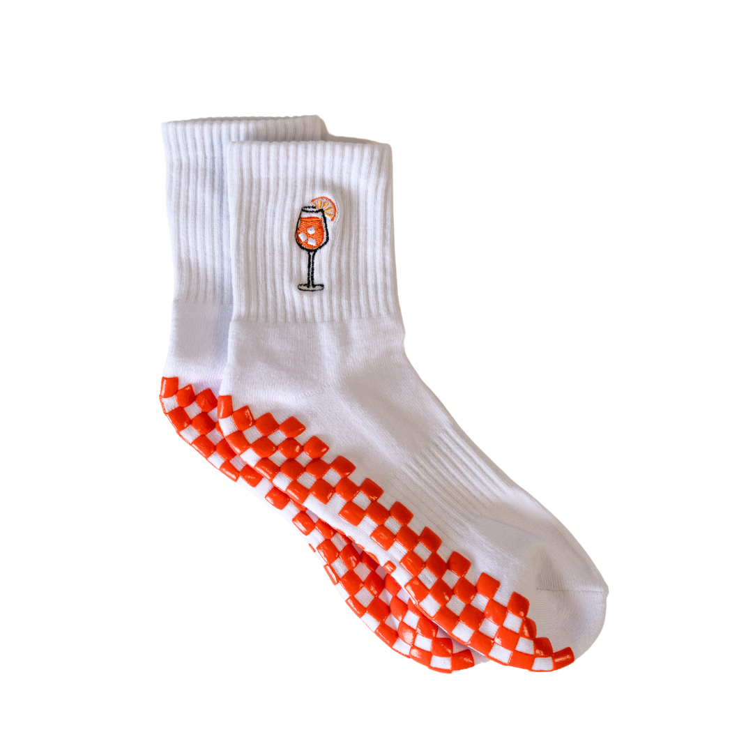 Chaussettes Aperol Spritz – NIEEKRUN Coton Respirant – Motif Cocktail Fun – Cadeau Original Amateurs Apéro – Taille 40-48 Orange